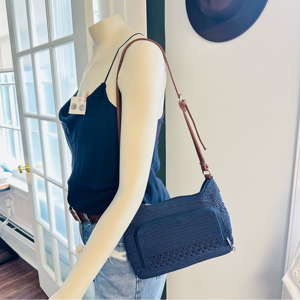 American Vintage • Navy Blue Macrame Shoulder Bag